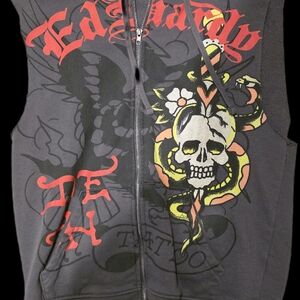 Ed Hardy Skull and Snake Vest in Red and Yellow